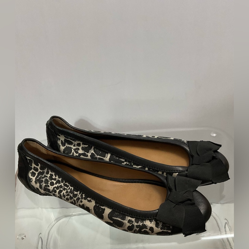 Coach Leopard Print Flats with Black Bow